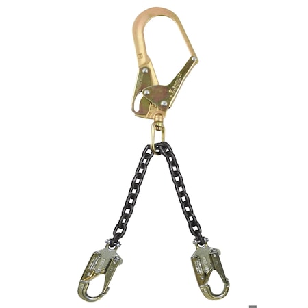 Falltech Rebar Positioning Assembly With Clevis Pin Steel Snap Hooks and Grade 80 Chain, 425 lb Load, 2 Legs,  8250
